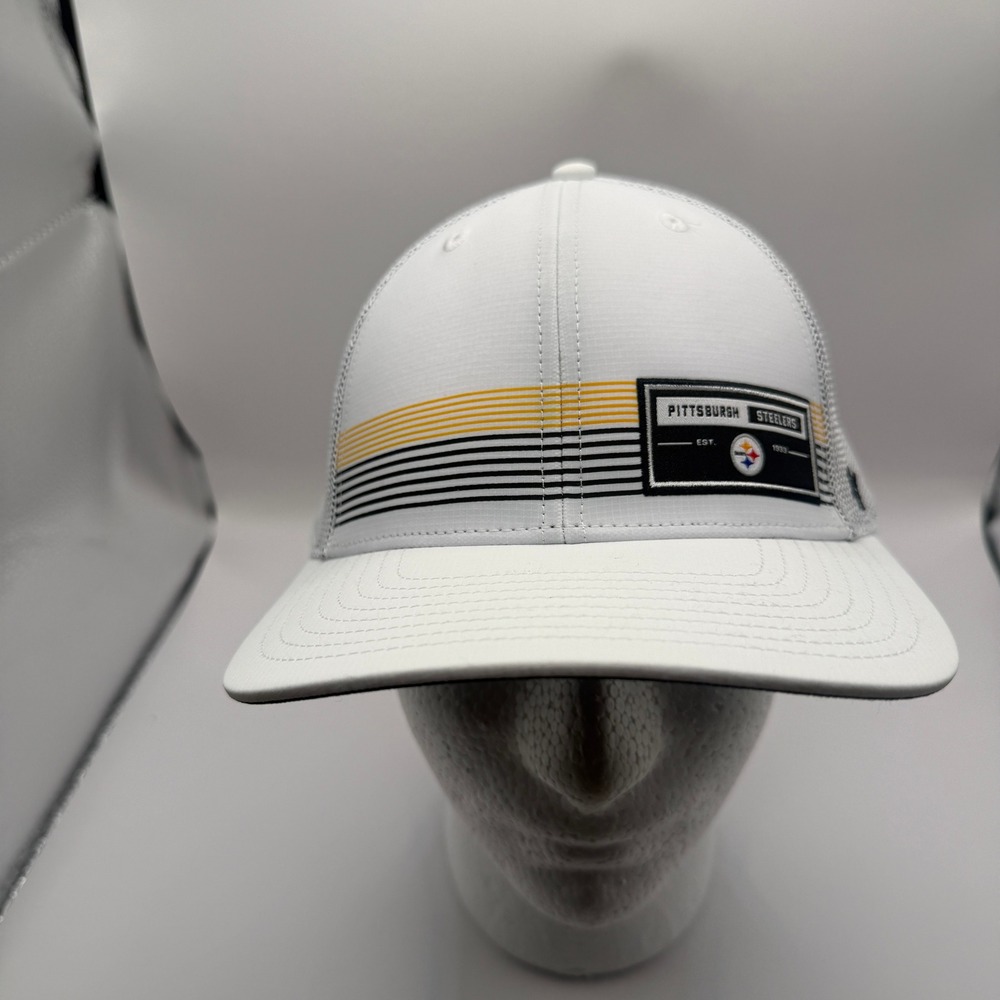 47 Brand Pittsburgh Steelers NFL Trucker Hat White Grey Mesh Snapback Cap OSFA